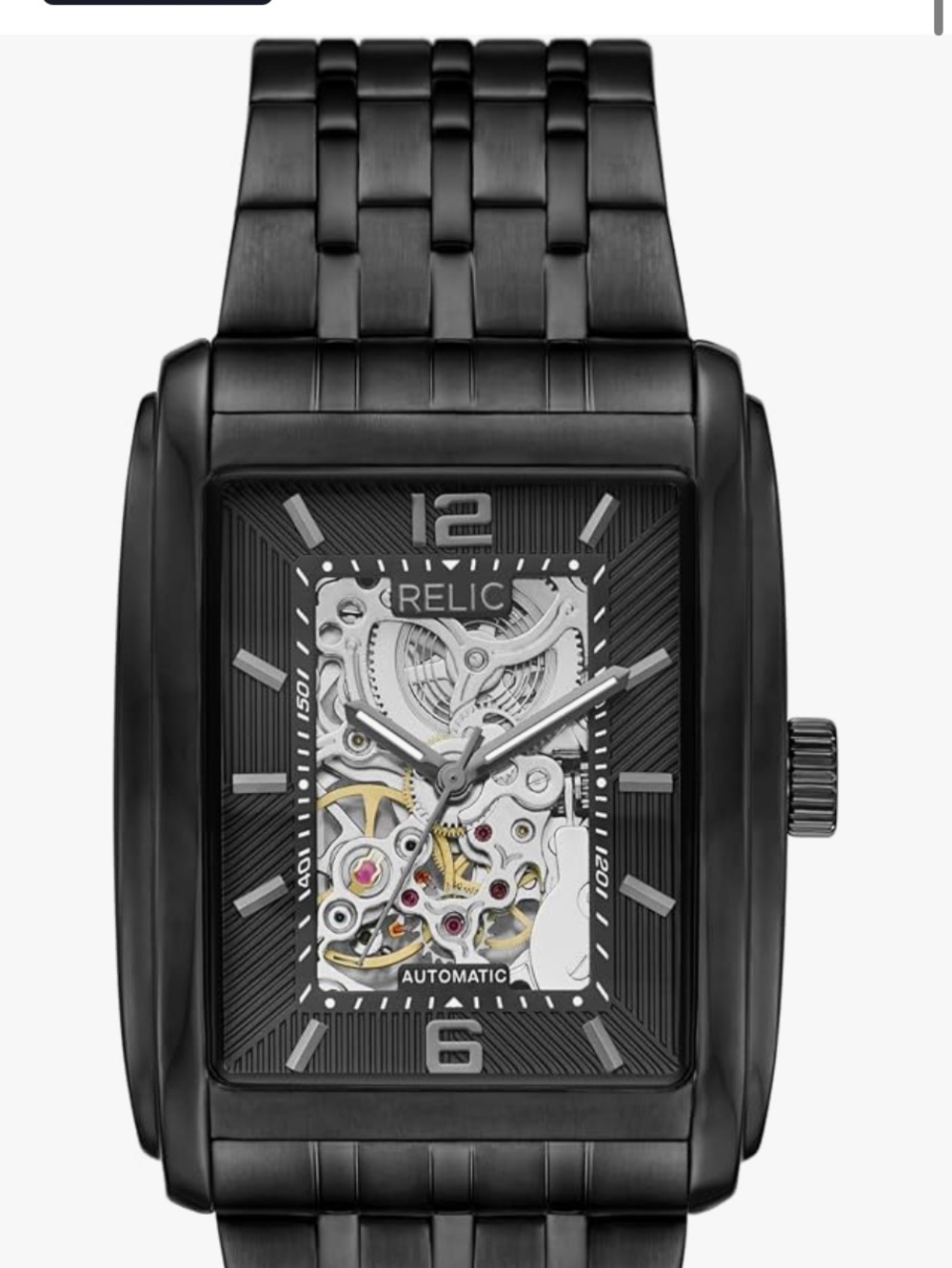 RELIC by Fossil Men’s Automatic Skeleton Dial Black SS Bracelet NW Box MSRP $175